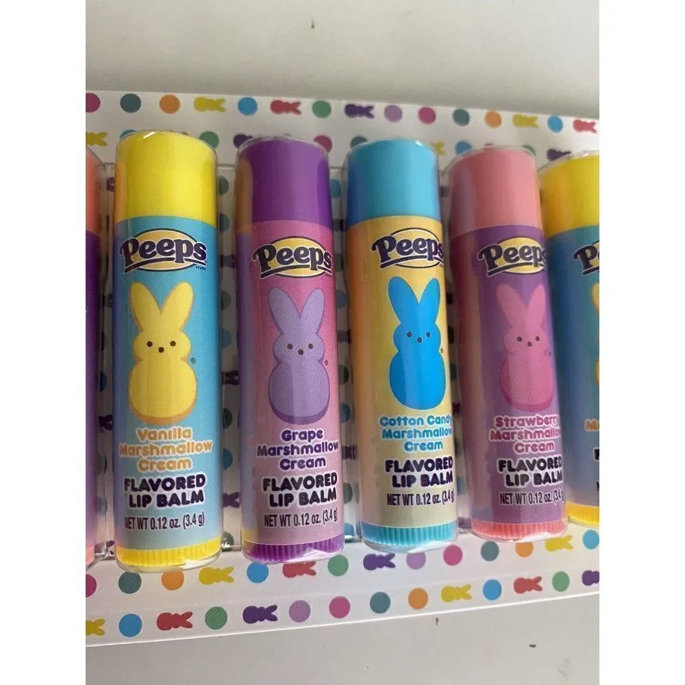 8 Pack Peeps Flavored Lip Balm‎ Easter Basket Stuffer Cotton Candy Vanilla Grape